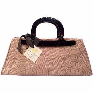 NWT Tiziana Snakeskin Tortoise Shell Genuine Leather Peach Pink Handbag